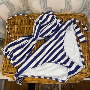 Mossimo Bikini- blue/white stripes- Size Small